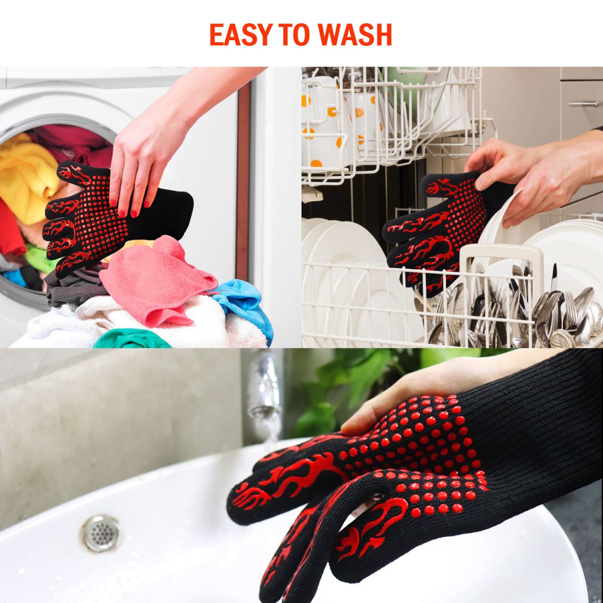 BBQ Gloves Grilling Gloves-red