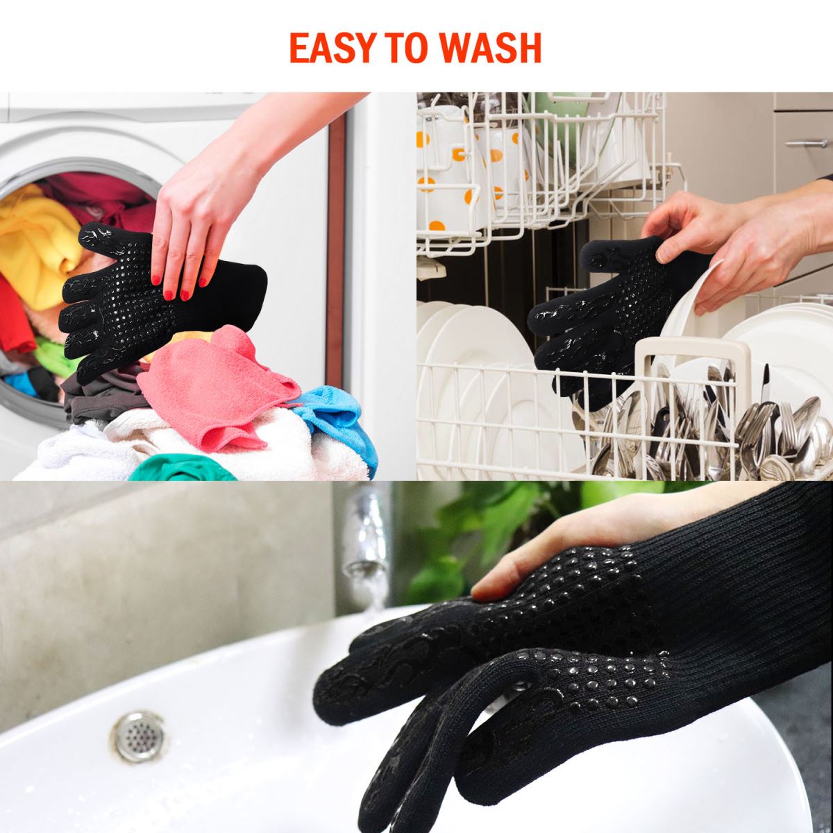 BBQ Gloves Grilling Gloves-black