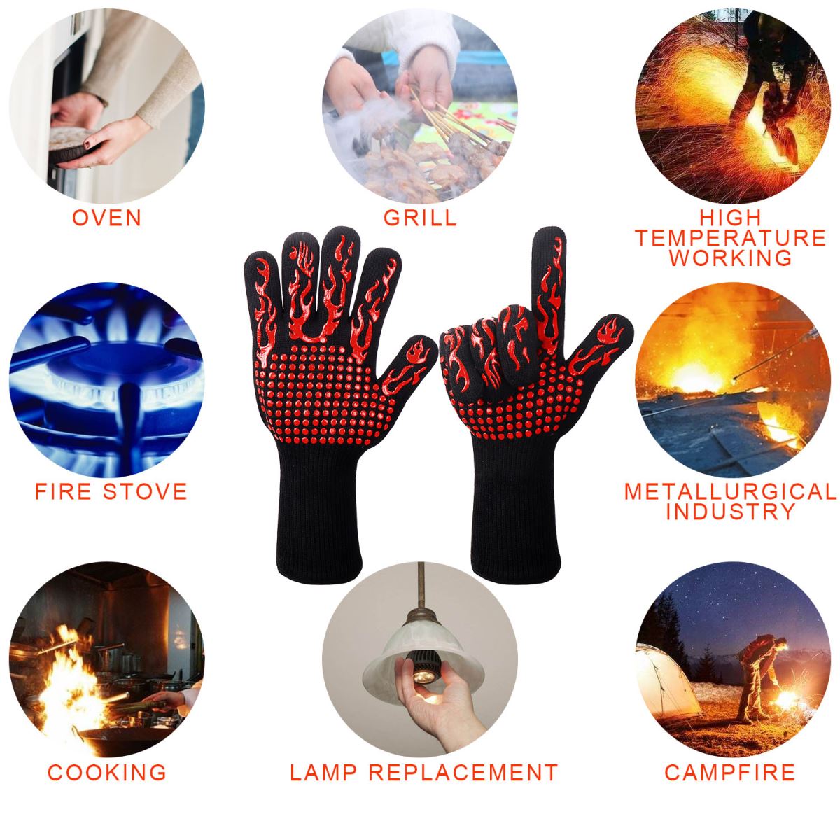 BBQ Gloves Grilling Gloves-red