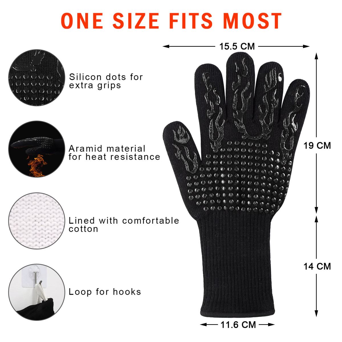BBQ Gloves Grilling Gloves-black