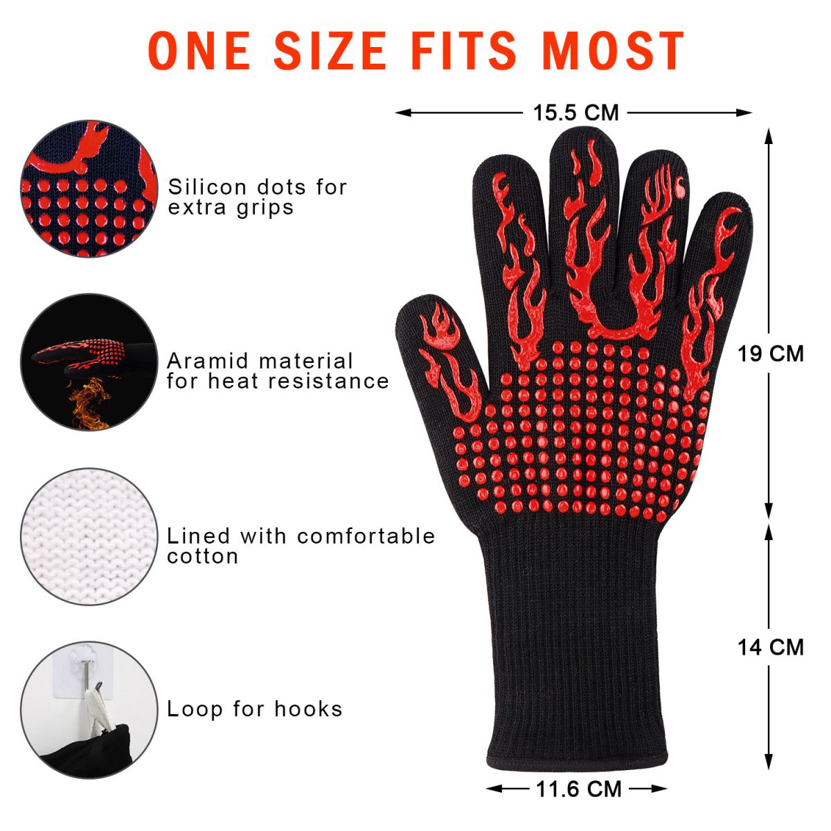 BBQ Gloves Grilling Gloves-red